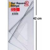 Şeffaf Gönye 42 Cm 45 Derece X 42 Cm 60 Derece