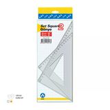 Şeffaf Gönye Seti 26 Cm 45 Derece X 26 Cm 60 Derece