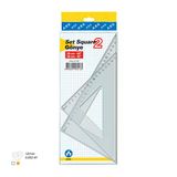 Şeffaf Gönye Seti Ekonomik 32 Cm 45 Derece X 32 Cm 60 Derece