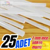 Şeffaf İnce Sıcak Silikon Mumu-silikon Çubuk-25 Adet - 7 Mm x 30