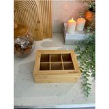 Şeffaf Kapaklı Bambu Çok Bölmeli Çay Kutusu Organizer 24X16X7 cm - Seçenek 1