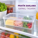Şeffaf Kapaklı Buzdolabı Saklama Kabı 22 cm – Mutfak Dolap Içi Düzenleyici Organizer Kutu - 1 Adet