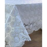 Şeffaf kaplama dantel işleme motifli papatya desen kaymaz kolay silinebilir pvc muşamba masa örtüsü (Beyaz, 100 x 130)