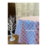 Şeffaf kaplama lüks hasır desen pembe kaymaz kolay silinebilir pvc yuvarlak muşamba masa örtüsü Pembe 130 x 130
