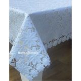 Şeffaf Kaplama Yıldız Papatya Çiçeği Desen Silikonlu Kaymaz Pvc Muşamba Masa Örtüsü - Beyaz - 130 x 200 cm