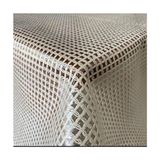 Şeffaf Kaplamalı Pvc Örgü Hasır Desenli Muşamba Lüks Masa Örtüsü Krem - 140 x 250 cm