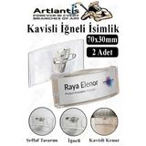 Şeffaf Kavisli İğneli İsimlik 2 Adet Dikdörtgen İsimlik 70X30cm Personel Yaka İsimliği Şeffaf Kavisli İsimlik Şirket