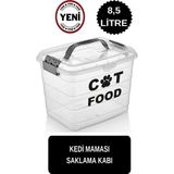 Şeffaf Kedi Maması Saklama Kabı, 8,5 Lt, Yan Kilitli, Üst Tutmalı, 4 kg Alır - Ahşap - Bej - Siyah - Seçenek 1