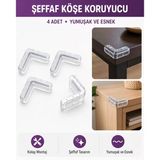 Şeffaf Köşe Koruyucu 4’Lü, Bebek Ve Çocuk Güvenliği İçin Yumuşak Mobilya Kenar Koruması 0121