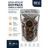 Şeffaf Metalize Doypack Poşet 50’li, Kilitli Ziplock Dik Duran Gıda Saklama ve Paketleme Ambalajı - 18×29 cm