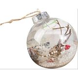 Şeffaf Plastik Kırılmaz Noel Topu, Doldurulabilir Süs, Çam İğneli ve Çuval Bezi Kurdeleli, 8 cm, 1 Adet
