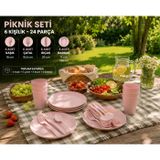 Şeffaf Plastik Piknik Seti Taşıma Kutusu, Pembe, Kapaklı, Outdoor Kullanım için
