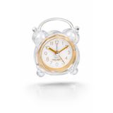 Şeffaf Plastik Yuvarlak Analog Alarm Saati, Minimalist Kristal Tasarım, AA Pil ile Çalışır, 9,8 cm