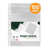 Şeffaf Poşet Dosya 100 Adet Delikli, Klasör Uyumlu A4 1