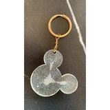 Şeffaf Renk Ve Simli Mickey Mouse Anahtarlık Gold Aksesuarlı El Yapımı Epoksi Hediyelik