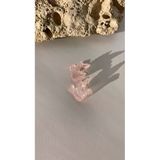 Şeffaf Renkli Pembe Glitter Süsleme Güvercin Şekil Gümüş Aksesuarlı Epoksi Küpe El Yapımı Hediyelik