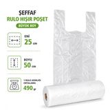 Şeffaf Rulo Hışır Poşet Büyük Boy 25X50 Cm 490 Gr - Market Ve Günlük Kullanım Poşeti