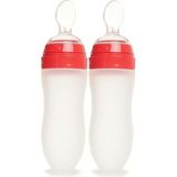 Şeffaf Silikon Kaşıklı Biberon 120ML 6 Ay 2'li Set - Antrasit