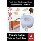 Şeffaf Silikon Rüzgâr Soğuk Böcek Engelleme Cam Kapı Pencere İzolasyon Yalıtım Şerit Bant 5mt 3 Adet