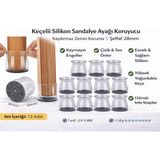 Şeffaf Silikon Sandalye Ayağı Koruyucu | Keçeli Kaydırmaz Zemin Koruyucu | Mobilya Ayak Kılıfı 28MM -35 mm - 12 Adet