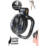Şeffaf Sissy Chastity Cage Bekaret Kafesi Transparan Ayarlanabilir Halkalı Penis Kilidi (Siyah 2)