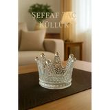 Şeffaf Taç Cam Küllük Mumluk Vitrin