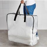 Şeffaf Taşıma Çantası 40X25X47 cm Ikea Taşıma Çantası Giysi Taşıma Çamaşır Sepeti Fermuarlı Çanta