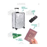 Şeffaf Valiz Kılıfı Seti (Valiz Kılıfı-Valiz Kemeri-Valiz Etiketi-Pasaport Kılıfı)