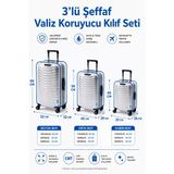 Şeffaf Valiz Koruyucu Kılıf Ve Bavul Koruyucu Kılıf - 3'L Ü Set ( Büyük +Orta + Kabin) * Mavi Biye *