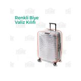 Şeffaf Valiz Ve Bavul Koruyucu Kılıf Renkli Biye Turuncu