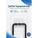 Şeffaf Yapışkanlı Askı - Matkap Gerektirmeden Kolay Montaj, Tekli Telli 10 Adet FL-0083-10