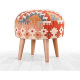 Sefian Kilim Puf - Sur - Yükseklik: 42cm Çap: 46cm