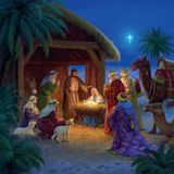 Şefkat sadaka Noel kartları, geleneksel doğum sahnesi, 150 x 150 mm, 10'lu paket