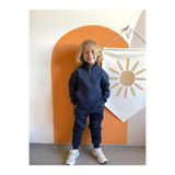 seftex Erkek/Kız Çocuk Dik Yaka Sweatshirt Kanguru cepli 3 İplik Şardonlu Lacivert 3-4 Yaş