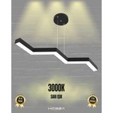 Sega (Siyah Kasa, Sarı Işık) Ledli Modern Sarkıt Linear LED Avize Salon Mutfak Oturma Odası Yatak Odası Antre Hol LED