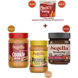 Segella Karamelize Bisküvi Ez, %100 Fıstık Ezm, Çilekli Mey. Parçacıklı Fındık Kreması 350gr x 3 Adet ve 1 Adet 50Gr Grisini Kakaolu Fındık Kreması HEDİYE - 1,05 kg