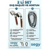 Segy Home 2'li Set 6 Fonksiyonlu Lüks Masajlı Filtreli Duş Başlığı +Paslanmaz Sprial Hortumlu Duş Seti - Krom