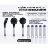 Segy Home 5 Fonksiyonlu Arıtmalı Duş Başlığı Seti - 5 Adet Yedek Filtre Kartuşlu Kireç ve Tortu Önleyici Spa Duş Seti - Antrasit - Siyah