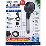 Segy Home 5 Fonksiyonlu Filtreli / Klor ve Kireç Önleyici Yüksek Basınçlı Tasarruflu Banyo Duş Başlığı - Mat Siyah