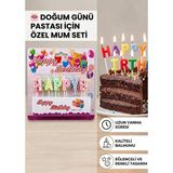 Segy Home Happy Birthday Yazılı Renkli Pasta Mumu Seti - Doğum Günü ve Parti Süsleme Mumları - Renkli - Harfli