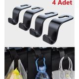 Segy Home Seghome Araç Içi Koltuk Arkası Telefon Tutucu Kanca ve Eşya Çanta Giysi Askısı Organizer - 4 adet - Siyah
