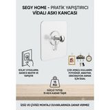 Segy Home Yapışkanlı Vida Şeffaf Duvara Monte Vida Kancaları, Iz Bırakmayan Asma Çivi Kancaları Tutucular Vidalar, Banyo Mutfak Oturma Odası Için Dekoratif Tablolar Asmak Için Şeffaf Vida Duvar Çivisi(4 Adet)