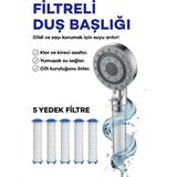 Segy Home Yüksek Basınçlı Arıtmalı Masajlı 5 Fonksiyonlu Duş Başlığı 5 Adet Yedek Filtre Kireç Önleyici Tazyikli Su Tasarruflu Masajlı Banyo Başlık Seti Krom - Mat Siyah - Parlak Gri - Beyaz