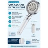 Segy Home Yüksek Basınçlı Su Tasarruflu Arıtmalı Duş Başlığı - Silikon Masaj Etkili Filtreli Tazyikli Banyo Başlığı - Beyaz