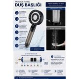 Segy Home Yüksek Basınçlı Su Tasarruflu Arıtmalı Duş Başlığı - Silikon Masaj Etkili Filtreli Tazyikli Banyo Başlığı - Siyah