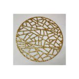 SEHARA 1 Adet Luks Premium Sehpa Örtüsü/33cm Yuvarlak/Suni Deri/Gold Simli (Simleri Kesinlikle Dökülmez)