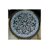 SEHARA 1 Adet Luks Sehpa Örtüsü/33cm Yuvarlak/Suni Deri/Gümüş Simli (Simleri Kesinlikle Dökülmez)