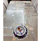 Sehara Gümüş runner amerikan Servis (Suppla) 8 Kişilik 25 Parça yemek Sunum Takımı - 100 x 33 cm
