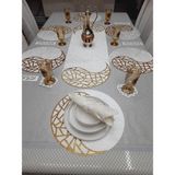 Sehara Home Runner/ Amerikan Servis/ 6 Kişilik Yemek Sunum Seti/kadife - 33 x 33 cm - Krem