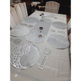 Sehara Home Runner/amerikan Servis/6 Kişilik Yemek Sunum Seti/19 Parça/kadife - 33 x 33 cm - Gri